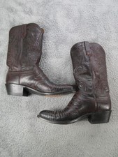 Lucchese 1883 Boots Mens Size 10 D Cherry Leather Western Cowboy Lizard Inlaid