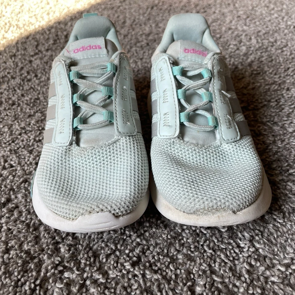 Adidas Niñas Pequeñas 9K Lite Corredor Verde Azulado Rosa Sin Corbata Tenis Zapatos sin Cordones Foto 4 de 4