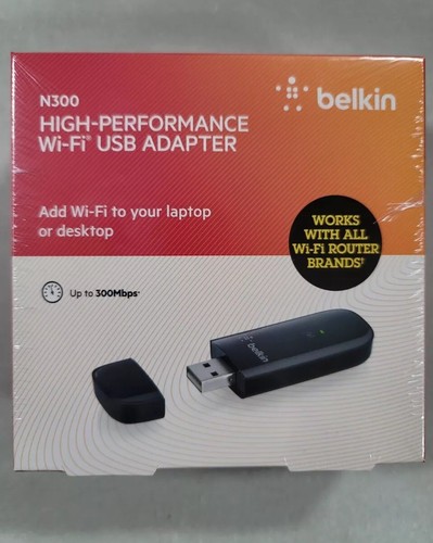 NEW Belkin N300 High Performance Wireless Wi-Fi USB Adapter   - Picture 1 of 5