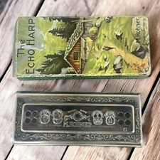 M.Hohner Vtg The Echo Harp Germany Bell Metal Reeds Box Harmonica