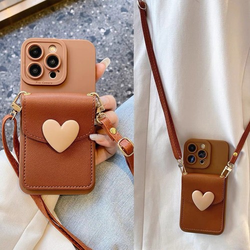 For iPhone 16 Pro Max15 14 13 12 PU Leather Cover Wallet Crossbody Lanyard Case - Picture 6 of 8