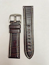 24mm Dark Brown Genuine Leather Watch Band - USA
