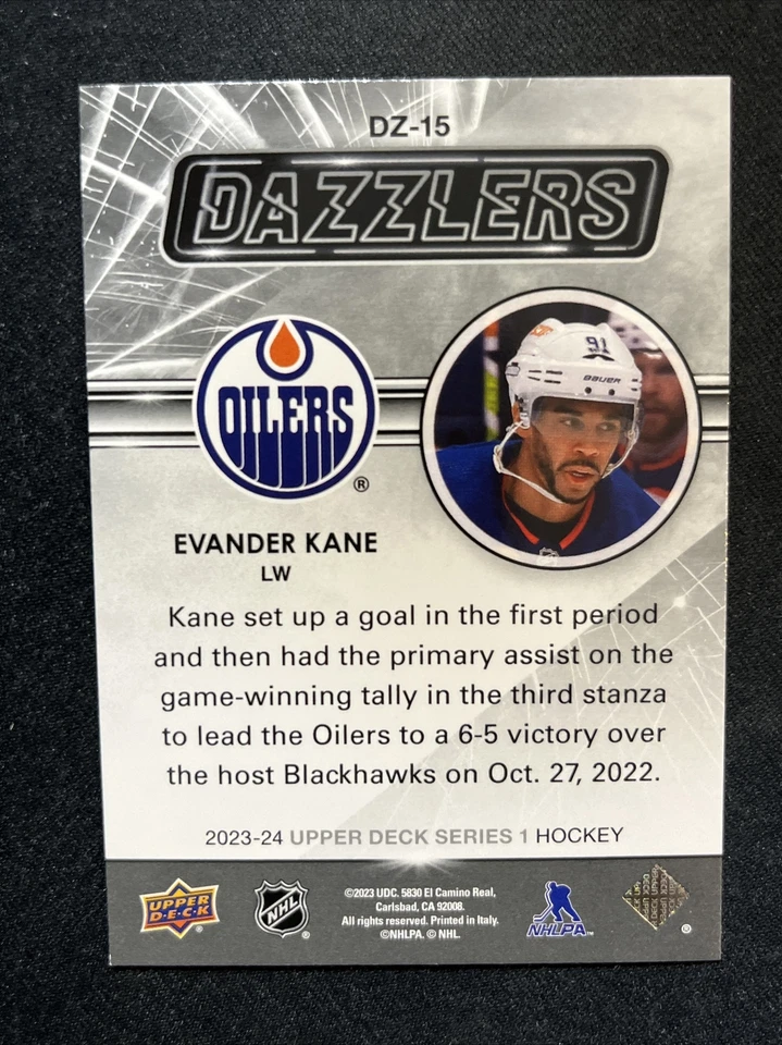 23-24 UD Series 1 Hockey Orange Dazzlers DZ-15 Evander Kane - Image 2 of 2