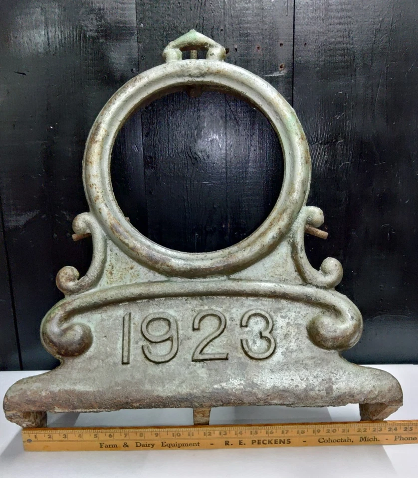 Старинный чугунный корпус для парового датчика Crosby корпус ободок корпус локомотив котел 1923 - Изображение 2 из 4