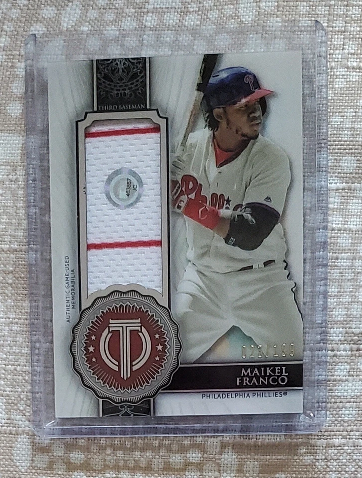 Maikel Franco 2017 Topps Tributo Certificado Sello de Aprobación Juego Usado 023/199 Foto 3 de 4