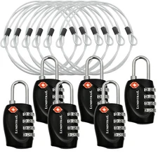 Lumintrail TSA Travel Luggage Lock, 4 Dial Combination with 4 ft Steel Cable