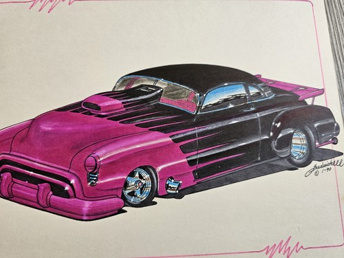 Pro Street Lead Sled Tim Frederick ORIGINAL ART Street Car Hot Rod Art Drawing - Picture 7 of 16