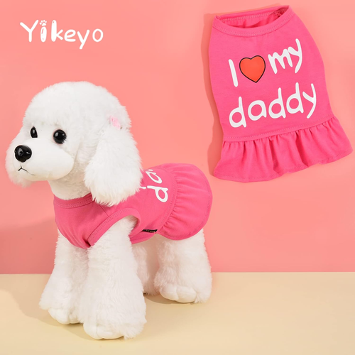 Dog Dress 2-Pack, I Love My Mommy/Daddy Dog Dresses Dog Clothes for Small Dogs G - Picture 2 of 12
