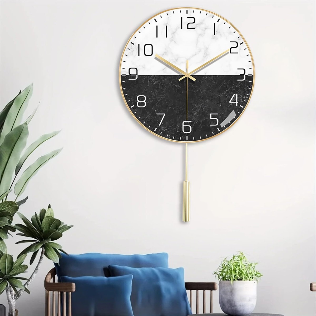 Wanduhr 12 Zoll Lautlos - Moderne Aluminium-Uhr Mit Roségoldenen Ziffern, Geräuschlos