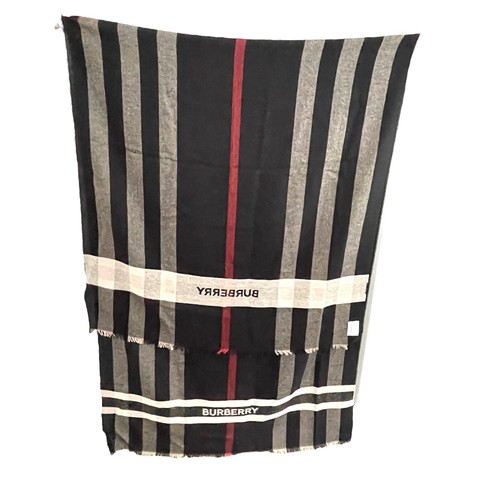 Burberry Gazestreifen mit Branding Schal, 180 cm x 70 cm, Wolle Seide - Bild 4 von 9