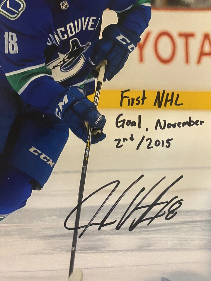 ¡Foto 8x10 firmada por Jake VIRTANEN! “FIRST NHL GOAL”, ¡Vanuver Canucks! Con certificado de autenticidad Foto 2 de 2