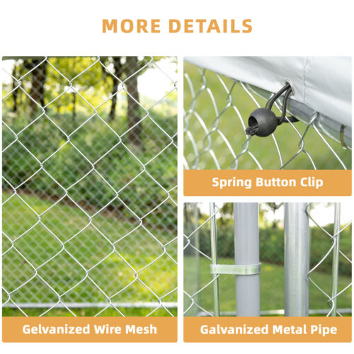 Large Dog Kennel Run Cage Galvanized Steel Fence Pet Playpen Enclosure with Roof - Picture 8 of 15