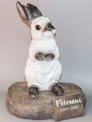 Rabbit Urn Pet Memorial Headstone Bunny Cremation Statue Grave Decor Animal Loss