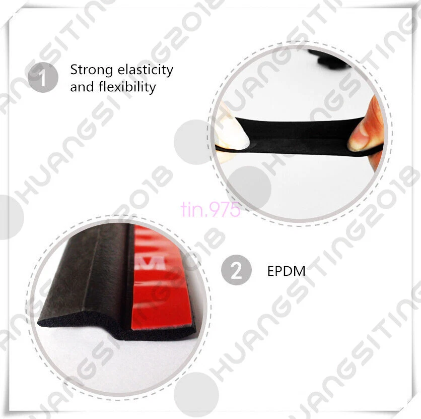 4M Black Z-shape Window Door Rubber Seal Weather Strip Hollow Car Weatherstrip Foto 4 de 4