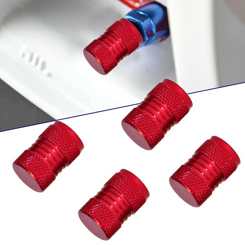 4Pcs Red Metal Car Tyre Valve Alloy Dust Caps Cover Van Bike Motorbike Accessory - Picture 2 of 12
