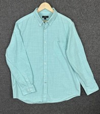 Club Room 100 Cotton Button Down Shirt Long Sleeve Aqua Teal Mens XL
