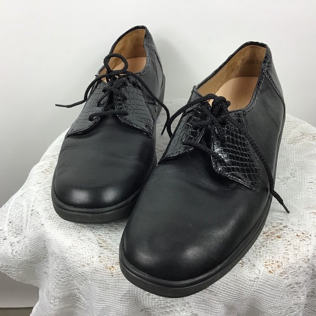 Solidus Women's German Black Leather Lace Up Comfort Walking Shoes Size