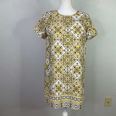 Lulus Shift Dress Womens Size Small Dandy Lion Yellow Print Lined Short Sleeve