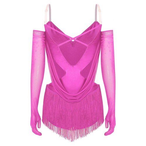 Mujeres ~ Body Brillante Estrás Vestido Latino Jazz Danza Leotardo con Guantes - Imagen 27 de 81