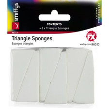 Pack of 6 White Triangle Sponges Smiffys FX Make Up Face Paint Fancy Dress