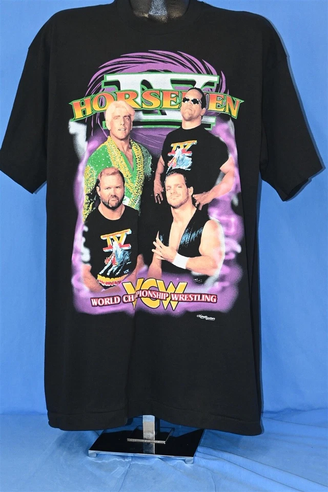 vtg 90s WCW IV FOUR HORSEMEN FLAIR ANDERSON BENOIT MONGO t-shirt WRESTLING 2XL - Image 2 of 4