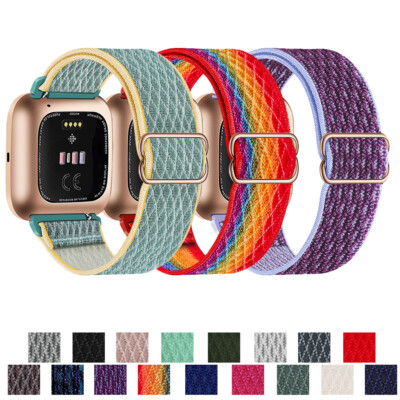 Soft Elastic Nylon Strap Stretchy Loop Watch Band For Fitbit Versa/Versa 2/Lite 