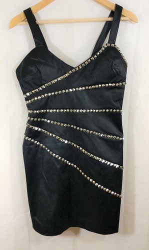 Bebe Black Studded Mini Skirt 6 Gem