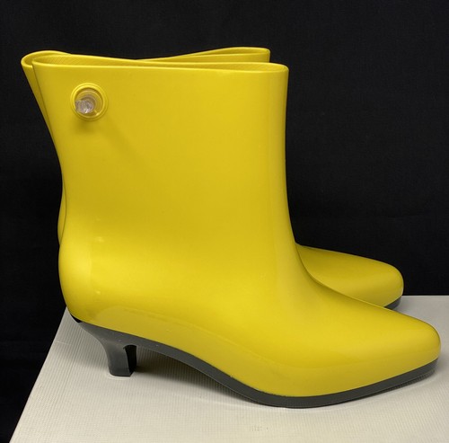Rain Boots Melissa + Jeremy Scott Yellow Kitten Heel Ankle Size 5 Women’s New - Picture 6 of 7