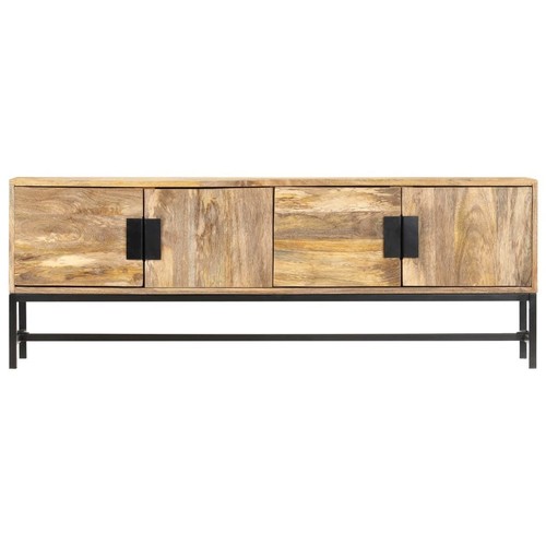 TV Stand Cabinet With 4 Doors Solid Mango Wood Entertainment Center Display Rack - Picture 5 of 11