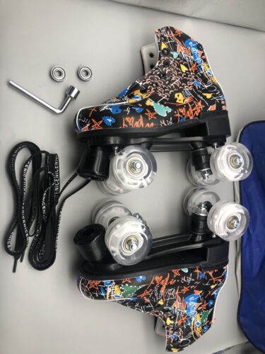 Roller Skates Light Up Wheels Graffiti High-top Leather Women size 38 w/out Box - Picture 12 of 24