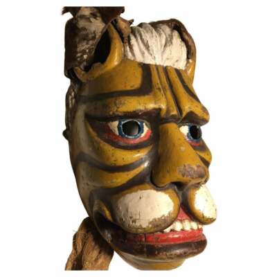 Antique 1960s Ethnographic Danced Ecuadorian Ecuador Wooden Lion Mask Patina