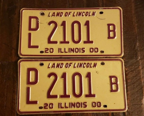 00 Original Illinois License Plate Matching Pair Dealer Dl 2101 B Free Ship Ebay
