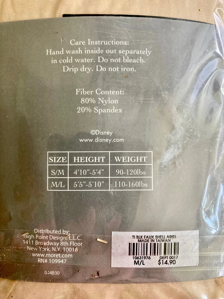 Medias Disney Sirenita ADULTO Pantimedias Medianas/Grandes Juegos con disfraces Ariel Shell Foto 4 de 4