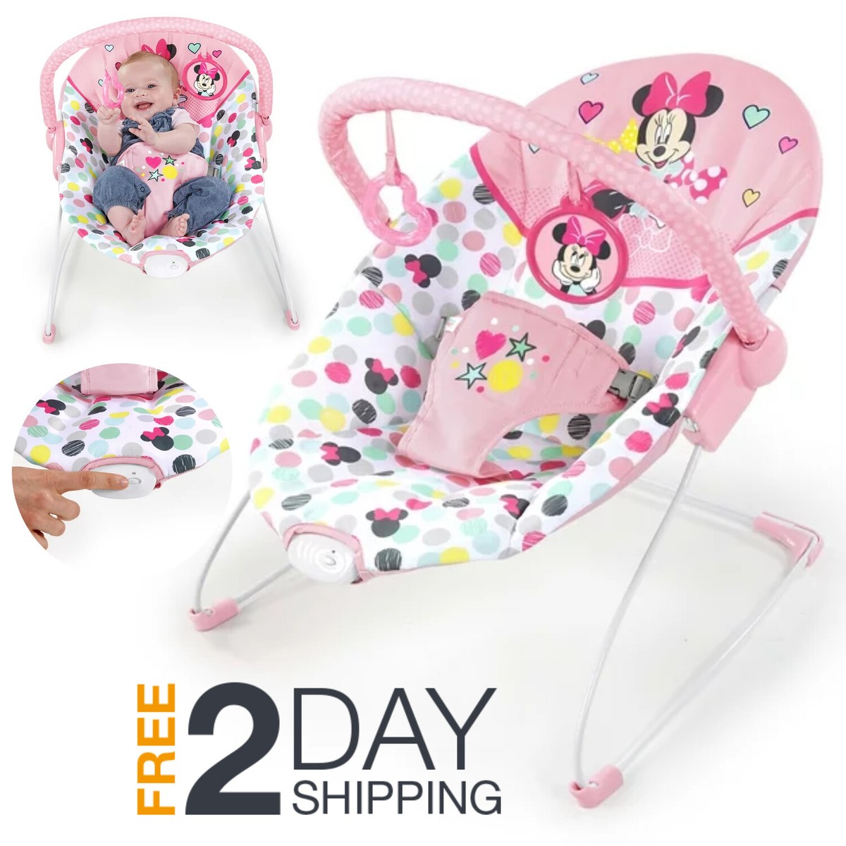 Minnie Mouse Silla Mecedora Electrica Con Vibración Para Bebe Niña