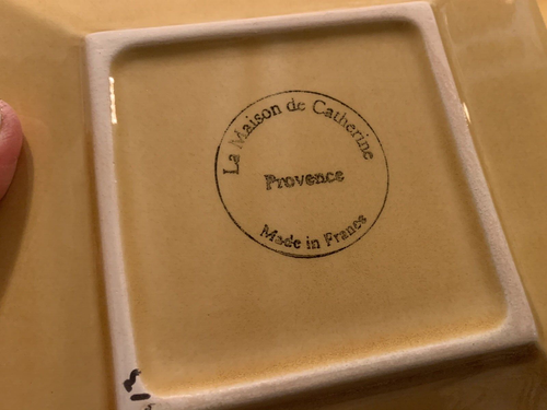 7.5" Sq Salad Plate,Le Maison Catherine Pottery Hand Painted French,Poet-Laval - Bild 3 von 3