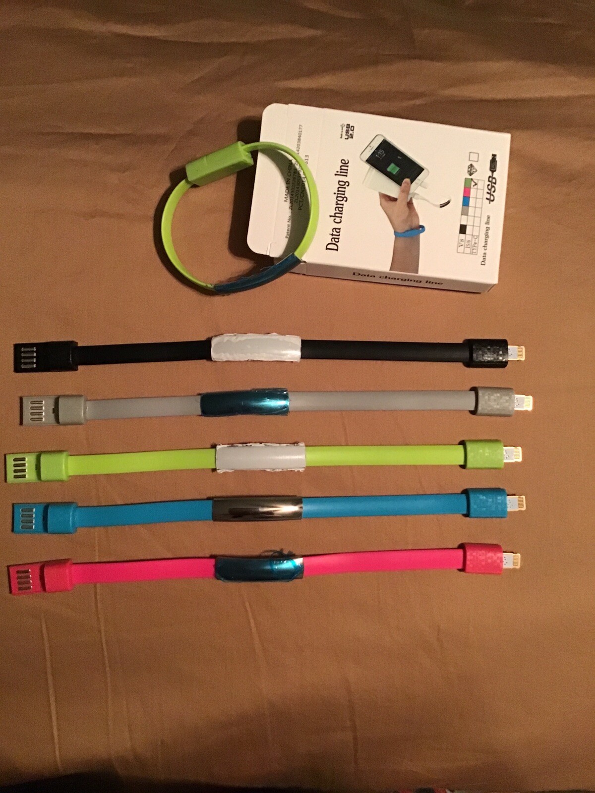 Flat Wire USB Charger Bracelet Cable for iPhone X 8 7 6 Gray-image