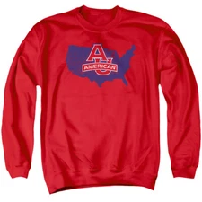 American University Adult Crewneck Sweatshirt State Shape, Red, S-3XL