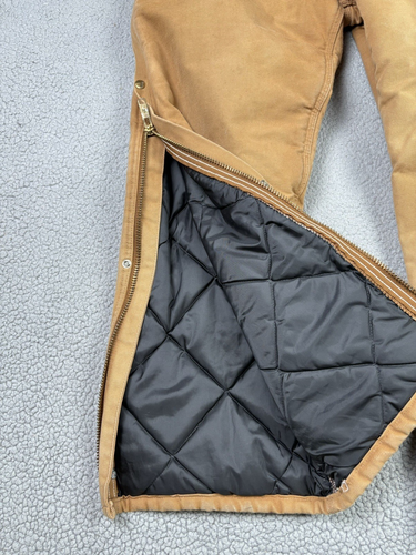 VTG Carhartt Coveralls 44 Regular R68QZR Tan Quilted Lining Hood Union Workwear - Picture 8 of 24