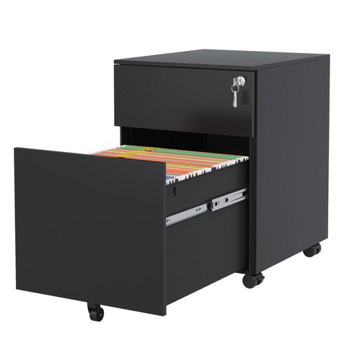 Armoire à fichiers mobile à soldes 2 tiroirs avec serrure pour juridique/lettre/A4/F4 - Convient.