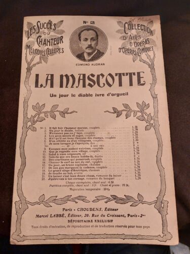 Partition La mascotte Edmond Audran Sheet Music 2 - Photo 1/1