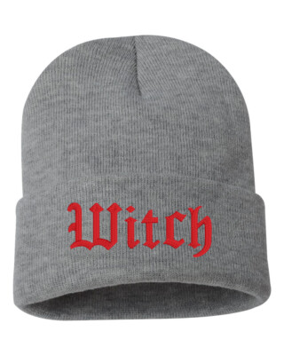 WITCH Embroidered Cuffed Beanie Hat, Embroidered Gift, Winter Hat 