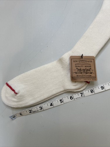Vintage 1980's NOS Levi's Socks 9-11 LS 117 Acrylic Nylon Blend Ivory Crew 90s - Picture 7 of 9