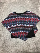 AB Studio Kimono Shaw Style Blouse Womens Size XL Black Red Blue Layered