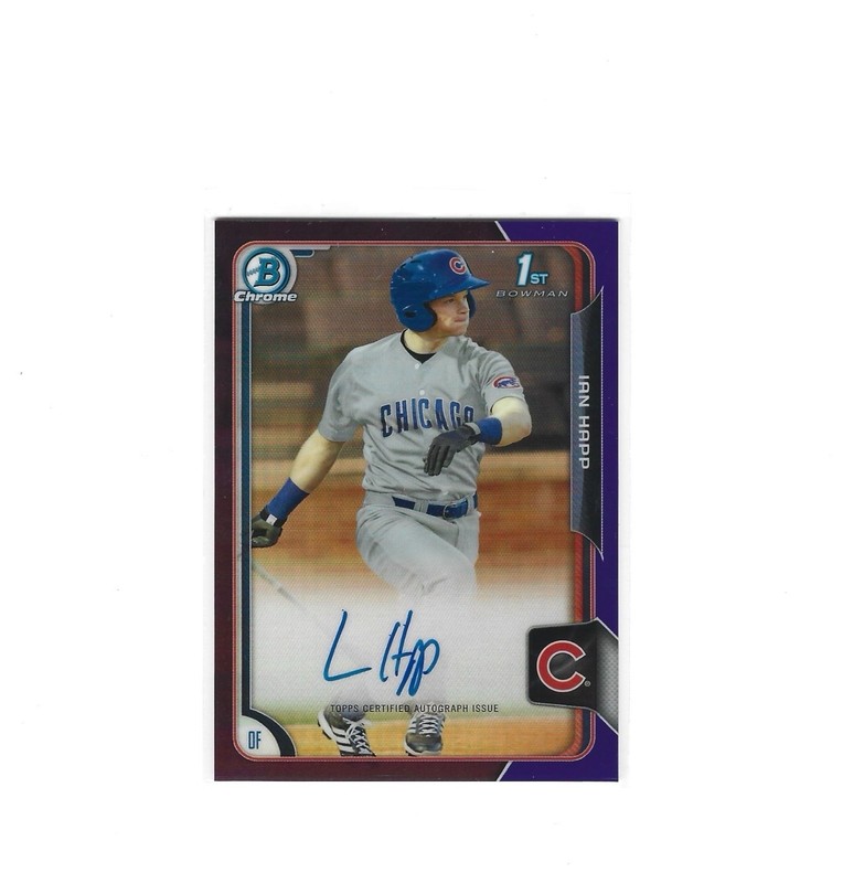 2015 Bowman Draft Chrome Ian Happ 1st Bowman Rookie Auto Purple 195/250 #BCA-IH
