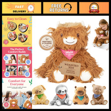 Weighted Highland Cow Stuffed Animal 5 lb Plush Toy for Adults  Kids, Washable
