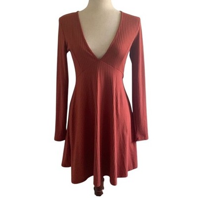 Y2K Babydoll Dress L Deep V-Neck Boho Indie Sleeze Coquette Whimsigoth