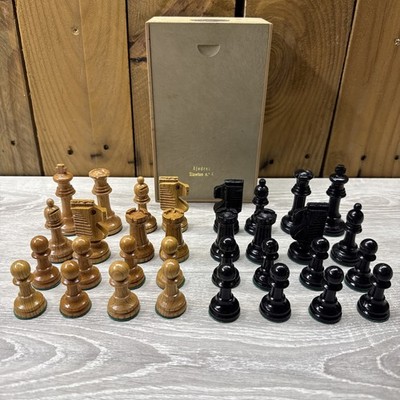 Ajedrez STAWTON No.4 Holz Schachspiel Vintage, 3'' König Figuren - selten