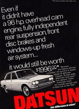 1968 Datsun 96 Hp Overhead Cam Engine Vintage Print Ad 1968 Datsun 96 Hp Overhead Cam Engine Vintage Print Ad