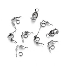 50pc Stainless Steel Connector Clasps Ball Chain Crimp End Bead Necklace Finding