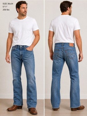 Levi s 527 Boot Cut Jeans Men s 36x34 Blue Denim Stretch